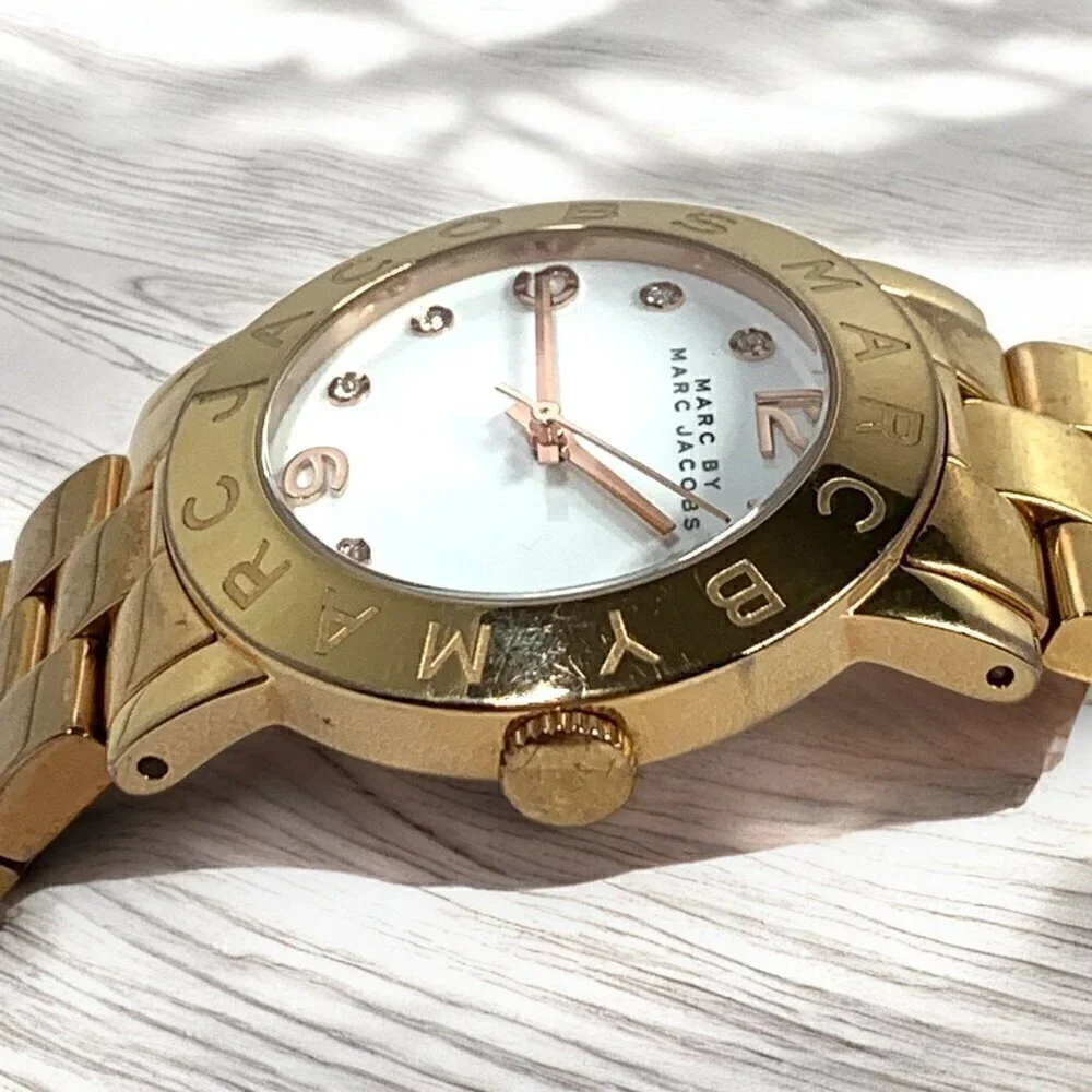 Marc Jacobs AMY Rose Gold Tone Stainless Steel Analog Crystal Wristwatch MBM3077